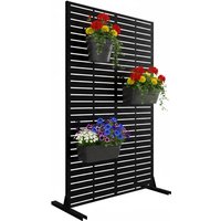 Relaxdays privacy screen, slatted design, garden, balcony and terrace, HxW: 183 x 110 cm, metal, black
