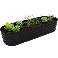 Relaxdays semi-circular raised bed, galvanised steel, flowers, plants and veg, HxWxD: 45x240x60 cm, black