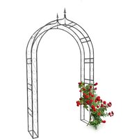 Relaxdays - Rose Arch, Climbing Plant Support Frame with Pointed Tip, 242 x 138 x 35.5 cm, Sturdy Metal, Black
