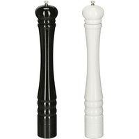 Salt and Pepper Mill, Set of 2, 40 cm, Spice Grinder, Wood, Manual, Ceramic Grinding Mechanism, Black/White - Relaxdays
