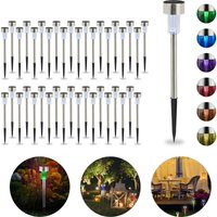 Relaxdays Solar Lights Set of 40, Waterproof LED Pathway Lights for Garden, Patio and Balcony, Stainless Steel, Silver