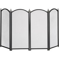 Relaxdays - Fireguard, 4-piece Set, Spark Protection Grille, Protect Against Flying Sparks, HxW: 54x97.5 cm, Metal, Black
