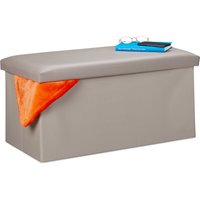 Relaxdays - Storage Bench, Artificial Leather, 84 l Capacity, h x w x d: approx. 37.5 x 76.5 x 38.5 cm, Grey
