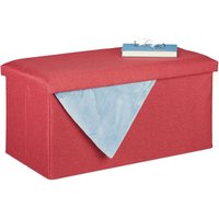 Relaxdays - Storage Bench, Fabric Cover, 84 l Capacity, h x w x d: approx. 38 x 76.5 x 38.5 cm, Dark Red