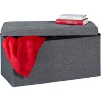 Relaxdays Storage Bench, Fabric Cover, 84 L Capacity, H x W x D: approx. 38.5 x 76 x 37 cm, Dark Grey
