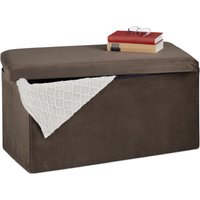 Relaxdays Storage Bench, Velvet Cover, 80 L Capacity, H x W x D: approx. 38 x 77 x 39 cm, Brown
