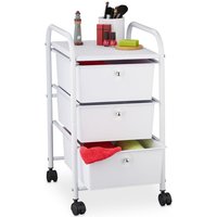 Relaxdays Storage Trolley, 3 Drawers, H x W x D approx. 60 x 33 x 39 cm, Metal & Plastic, White