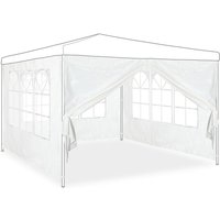 Relaxdays gazebo side panels, set of 4, marquee side wall, waterproof, with window, PVC/PE fabric, pergola covers, white