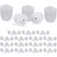 Relaxdays Set of 80 Toilet Brush Heads, 12mm Threads, Bathroom Accessories, Hygienic Replacements, HxØ: 9x8 cm, White
