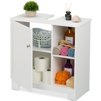 Relaxdays - Under Sink Cabinet, Door & Shelves, 60 x 60 x 30 cm, mdf, Bathroom Storage Unit, Washbasin Cupboard, White