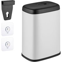 Relaxdays - Hanging Kitchen Waste Bin, 5 l, Rubbish Container, Lid, Plastic, Bathroom Dustbin, 29 x 21.5 x 16.5 cm, White