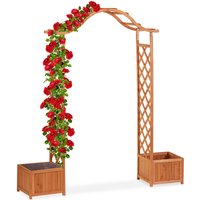 Relaxdays - Wooden Rose Arch, Decorative Pergola, 2 Planter Boxes, Weatherproof Trellis, 209 x 181 x 60 cm, Orange