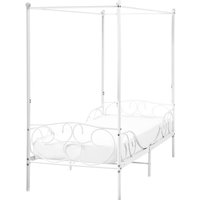 Four Poster Bed Metal SORMERY 90 x 200 cm (EU Single) White