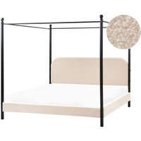 Four Poster Bed Boucle DANNEMOIS 180 x 200 cm (EU Super King) Beige