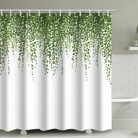 Rideau de Douche Verte Rideau Douche Tissu Polyester Anti Moisissure Imperméable Rideau de Salle de Bain avec Anneaux Crochets pour Baignoire Vigne