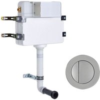 In Wall Concealed Cistern and Round Brushed Nickle Dual Flush - Roper Rhodes
