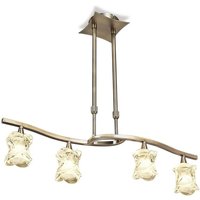 Inspired Mantra Fusion Rosa Del Desierto Telescopic Linear Pendant Line 4 Light G9, Antique Brass