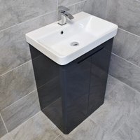 Curved Vanity Basin Sink Unit Anthracite Ross 550mm and 700mm with Tap Option, 550mm-No Tap Pack