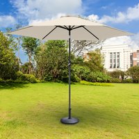 Round Garden Parasol Patio Umbrella Crank Tilt with Parasol Round Base Weight 2.5m Cream