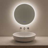 Round LED Bathroom Mirror 600mm Wall Mounted Anti-Fog Demister Touch Control 3 Colour Lights IP44 Mains Powered