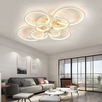 Livingandhome - Round led Dimmable Chandelier Ceiling Light With Remote, 8 Head