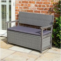 Alderley Rattan Storage Bench - Grey - Rowlinson