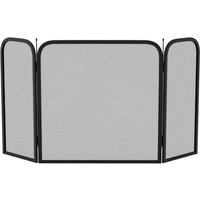 Home Discount - Roxby 3 Panel Fire Guard Fireplace Screen Fence, Black