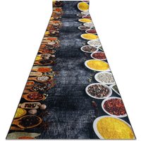 Runner anti-slip LOTUS KITCHEN 40580 Dishes, kitchen grey / yellow WASHABLE 100cm grey 100x420 cm