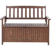 Beliani - Rustic Outdoor Garden Storage Bench Solid Acacia Wood 120 x 60 cm Dark Wood Sovana