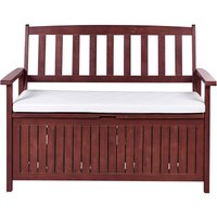 Garden Bench with Cushion SOVANA 120 cm with Storage Acacia Wood White