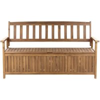 Beliani - Rustic Outdoor Patio Storage Bench Solid Acacia Wood 160 cm Sovana - Light Wood