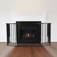 Safetots - Multi Panel Fire Surround, 69cm Deep x 118cm Wide, Black, 70cm Tall, Child and Pet Safety, Baby and Toddler Fire Guard
