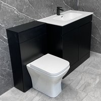 Satin Black Bathroom Suite Vanity 900mm 1000mm with WC Unit Inc Square Toilet, 1000mm Wide-Without Tap