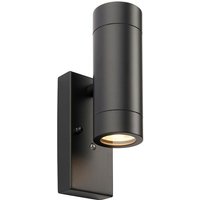 Saxby Lighting - Saxby Palin Outdoor Up Down Wall Lamp Matt Black Paint and Clear Glass IP44