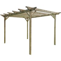 Arbor Garden Solutions - Sculpted Wooden Garden Pergola Kit, 3m x 4.2m , (4 uprights) Rustic Brown