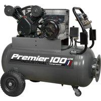 Sealey - SAC3103B Premier 100L Belt Drive Air Compressor with Front Control Panel 3hp