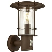 Searchlight Edgeware Outdoor and Porch Wall Light, Sensor Rust Brown IP44