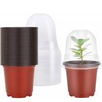 Seedling pots with lids and drainage holes, flower plant containers, for transplanting flower plant seedlings, pack of 10