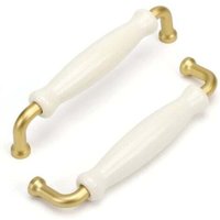 Set of 10 Kitchen Cabinet Handles Furniture Handle Vintage Handle Dresser Handle White Handle Closet Handle Porcelain Handle Center Distance 128mm