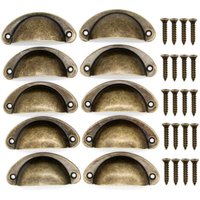 Set of 10 Retro Metal Drawer Pulls for Kitchen Furniture Cabinet Door Cupboards with Knobs Antique Brass Furniture 81×35mm Bronze--TRIMEC