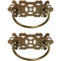 Set of 2 antique brass vintage style drawer pulls for bookcase, cabinet, drawer, furniture accessories
