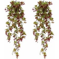Hoopzi - Set of 2 Artificial Ivy Vine Plants Fake Ivy Hanging Home Office Outdoor Indoor Decor Red