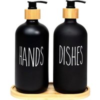 Ikodm - Set of 2 Glass Soap Dispensers, 500ml, Kitchen Set, Hand Soap Pump Bottle