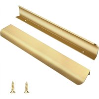 Set of 2 gold-plated aluminum alloy kitchen cabinet handles, 256 mm hole spacing, with screws
