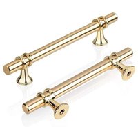Set of 2 gold T-shaped kitchen cabinet handles, 96 mm, modern and elegant pull handles in gold zinc alloy for door, drawer, kitchen, bathroom,