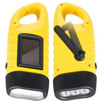 Set of 2 hand-crank flashlights, LED solar flashlight with carabiner, waterproof dynamo flashlight for camping, power outages and outdoor activities