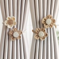 Set of 2 Handmade Rope Curtain Tiebacks for Home Office Decoration with Floral Design