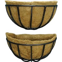 Selections - Set of 2 Manor Garden Black Metal Wall Basket Manger Trough Hayrack Planters (40cm)
