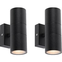 Set of 2 Outdoor Wall Light Black IP44 - Duo