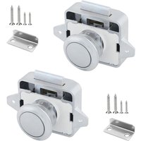 Csparkv - Set of 2 Push Buttons Camper Van 14 to 16 Lock Latch Button Push Latch with Metal Button Closing System Door Lock for Cupboard Caravan